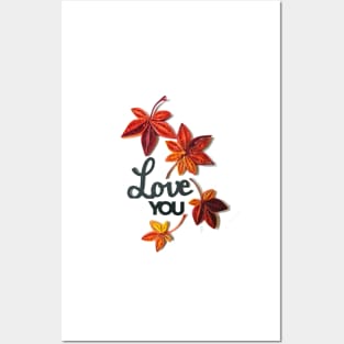 Printed paper Quilling maple leaf card Posters and Art